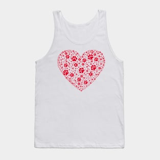 Red Heart with Paw Prints Tank Top